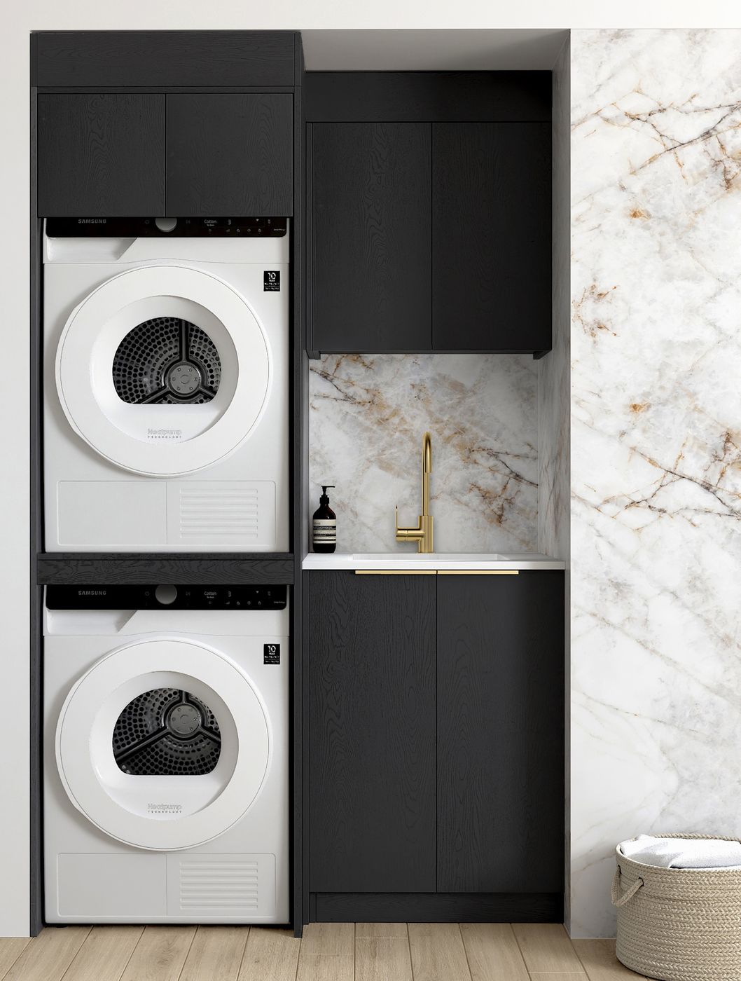 Hot Deal! Byron Black Oak Laundry Set 1305x600x2100 (Style C)