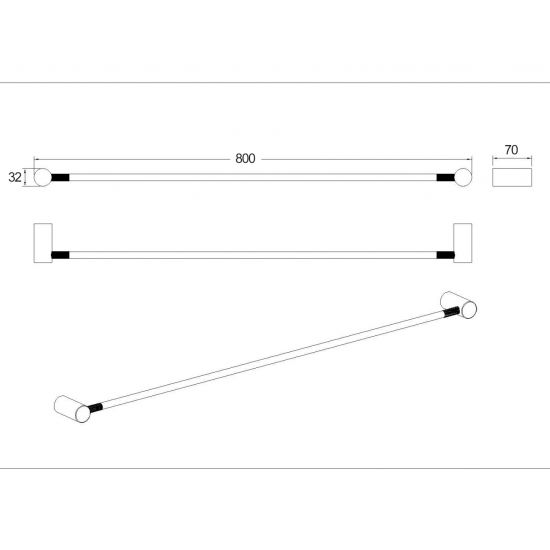 Hot Deal! 800mm CADDENCE Series Brushed Nickel Single Towel Rail