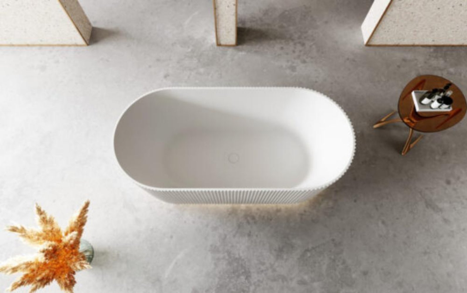 Hot Sale! Oslo Gloss White Free-Standing V-Groove Oval Bathtub (1500/1700mm)