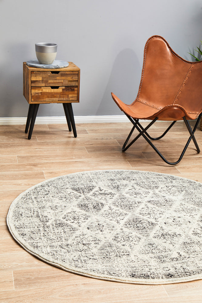 Stylish Century 999 Grey Round Polypropylene Rug for Modern Decor