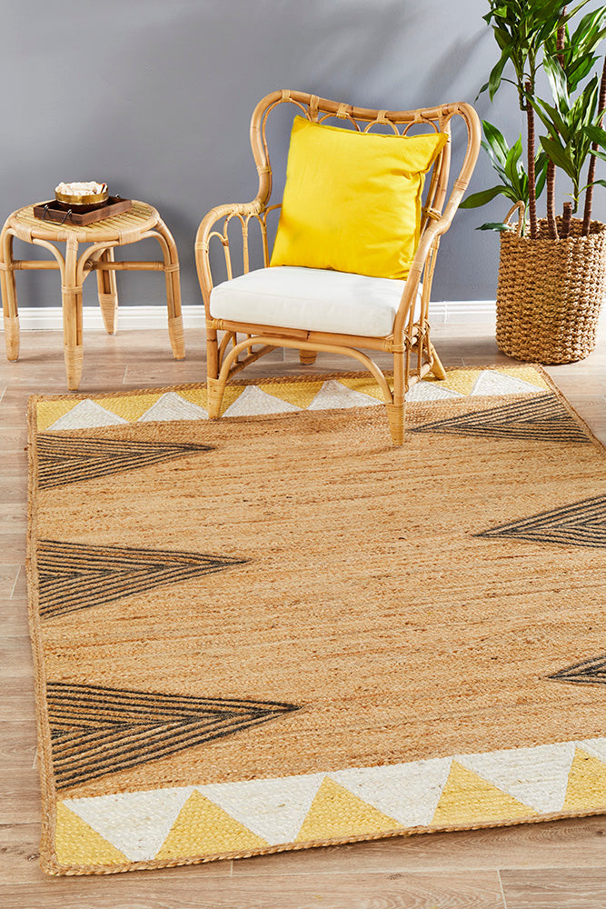 Hot Sale! Parade 222 Natural Jute Yellow Floor Rug Handmade in India