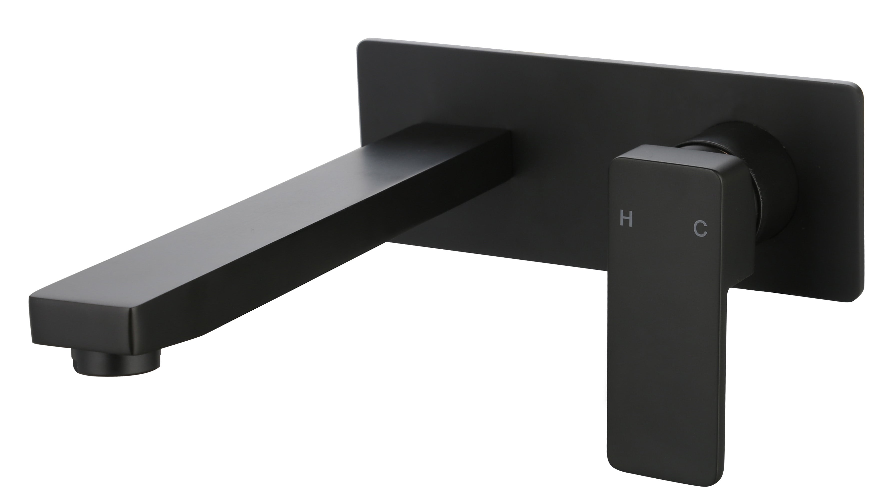 Matte Black Ceramic Wall - Mounted Basin Mixer with Spout