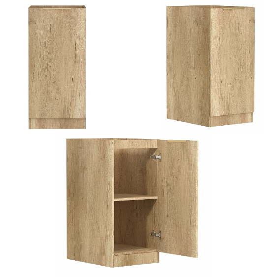 Byron 1715x600x2100mm Natural Oak Laundry Cabinet Set with Stone Top (Style A)