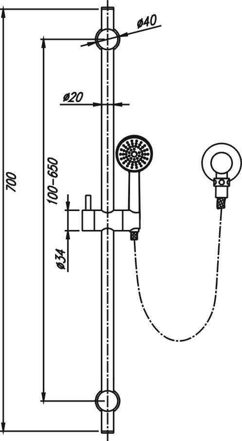 Chrome Chris Hand Shower on Rail - Ideal for Bathroom Replacement, Discontinued