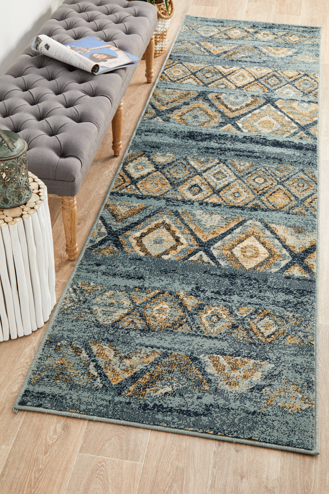 Stunning Oxford Blue Contrast Runner Rug - Must - Have!