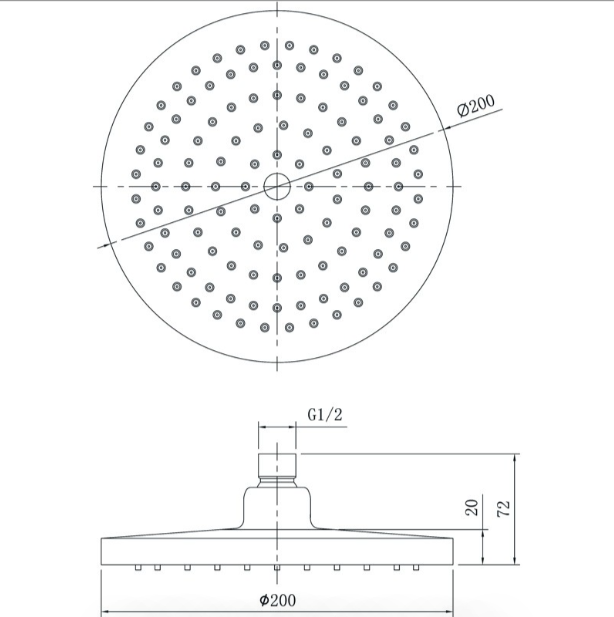 200mm Chrome Round Otus Overhead Shower for Excellent Showering