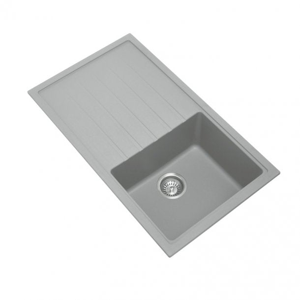 CARYSIL VIVALDI Grey Granite Kitchen Sink with Drainboard - 860x500mm, Lifetime Warranty!