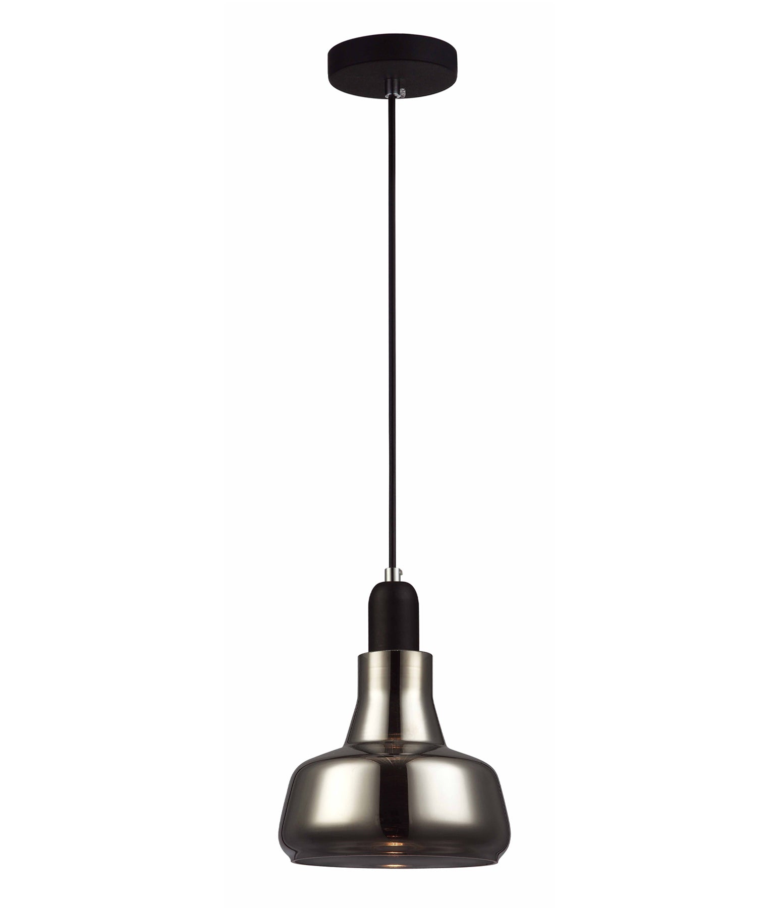 PENOLA Black Smokey Glass GU10 Dome Interior Single Pendant Light
