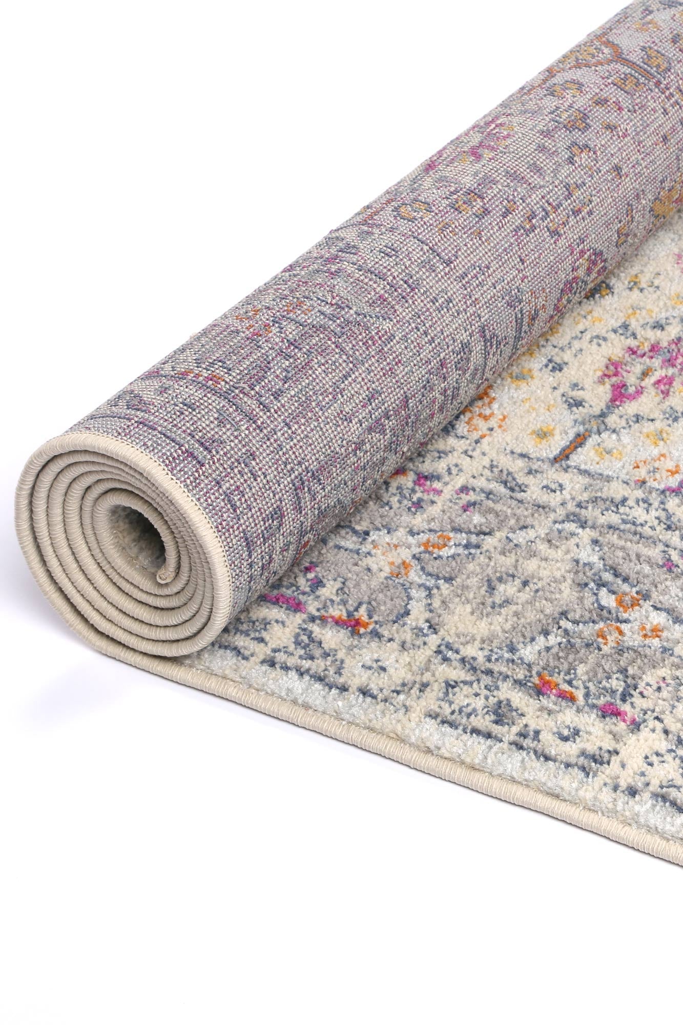 Palermo Nerium Durable Power - Loomed Cream Rug with Traditional Sunset Colors