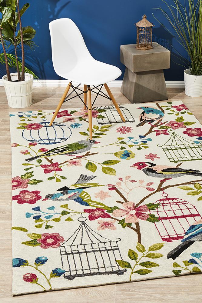 Hot Deal! Copacabana Finch and Nest Cream Indoor Outdoor Rug