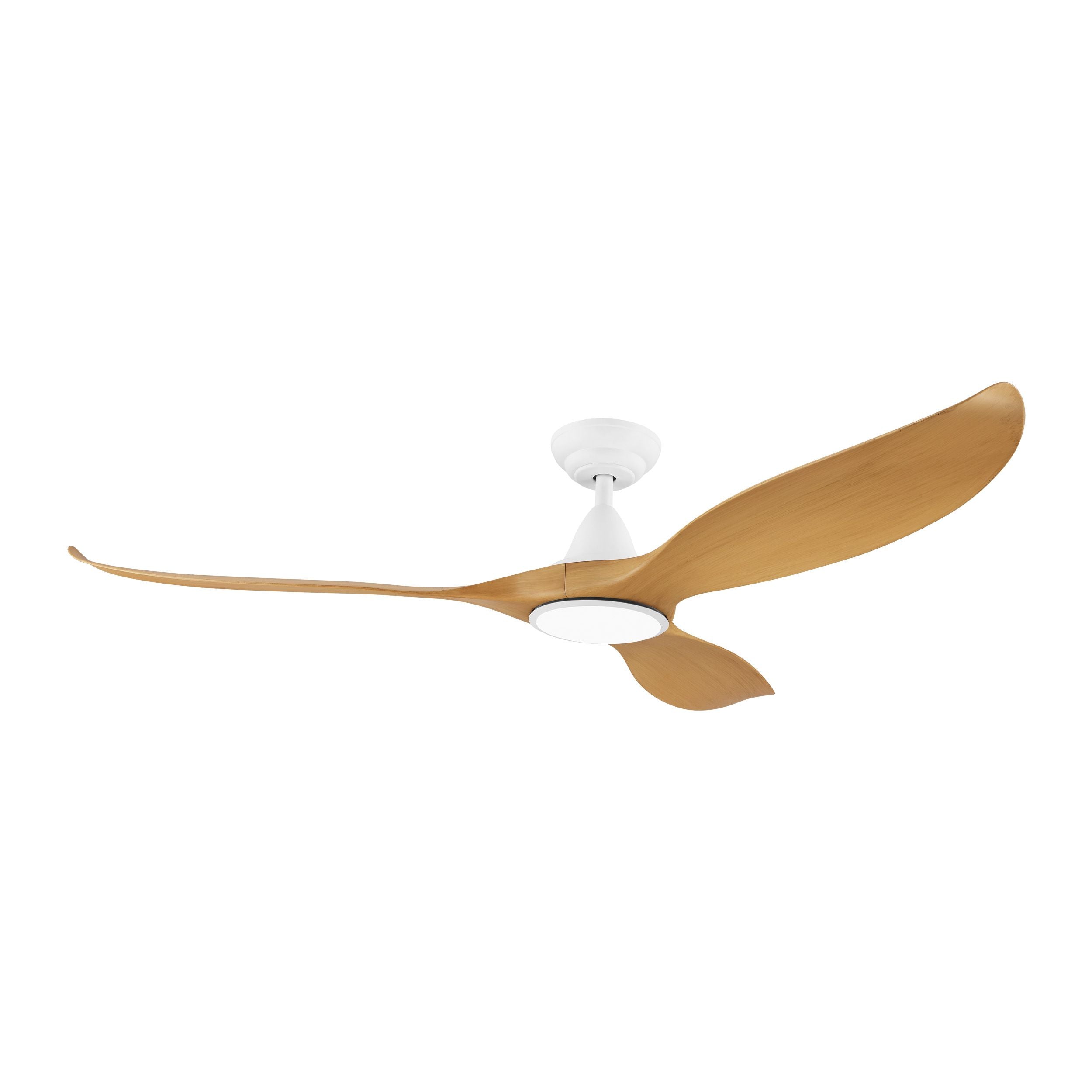 White Bamboo NOOSA Ceiling Fan with Energy - efficient Light
