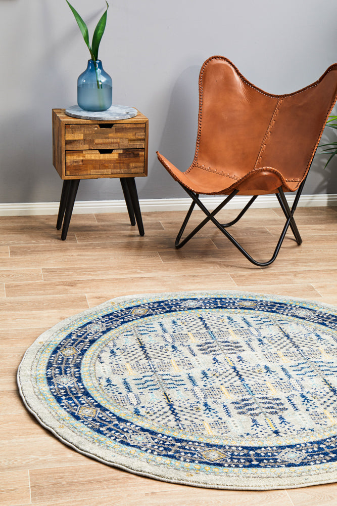 Hot! Century Blue Round Rug 988