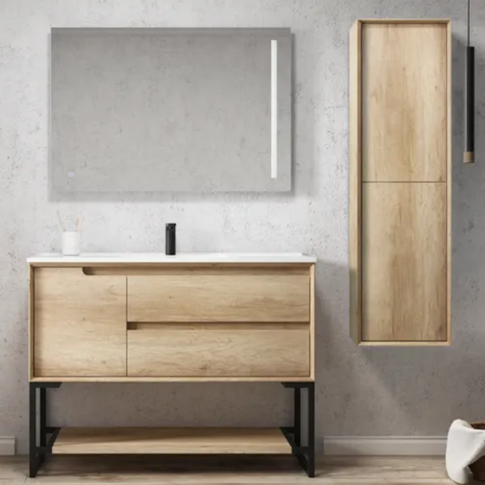 BYRON 1200mm Natural Oak Tall Boy - Stylish Bathroom Storage
