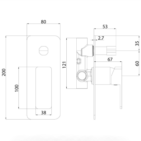 Hot Sale! Chrome Ceram Wall - Mounted Mixer with Diverter for Bathroom