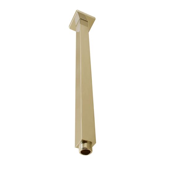 400mm Square Brushed Yellow Gold Ceiling Shower Arm - Ideal for Your Bathroom Upgrade