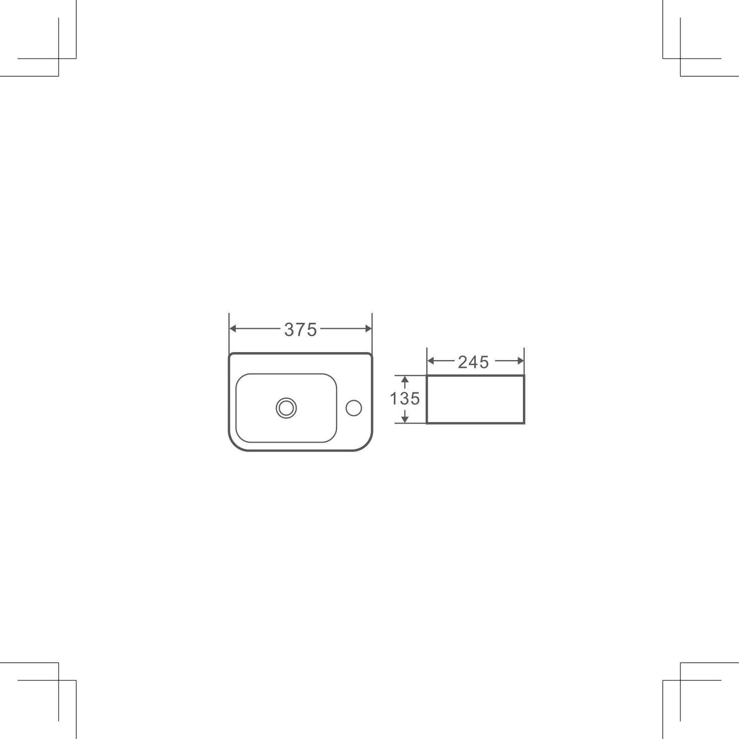 Mini 37L/MINI 37R Compact Rectangle Wall - Hung Basin (375x245x135mm)