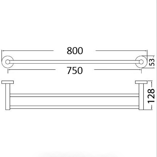 Hot Sale! 750mm Otus Matte Black Round Double Brass Towel Rail
