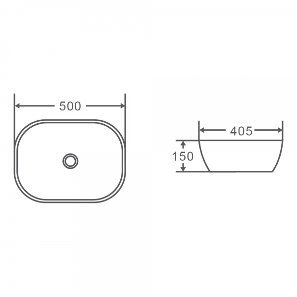 CHUR Rectangle Counter Top Basin in Stylish Black and White (500x405x150)
