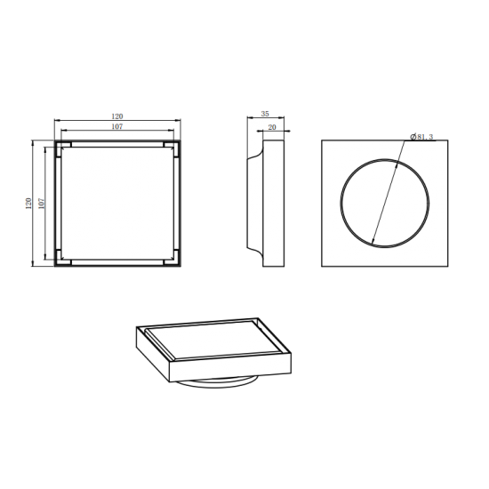 15-Year Warranty Brushed Yellow Gold Stainless Steel Shower Floor Waste Drain Insert, 120*120mm(81.3mm Outlet)