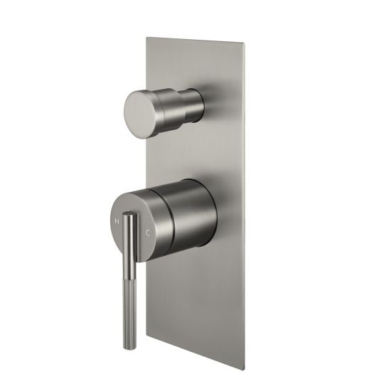 Modern Brushed Nickel Wall - Mounted Shower Mixer with Diverter