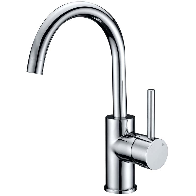 Chrome Otus Basin Mixer with Goose Neck Design