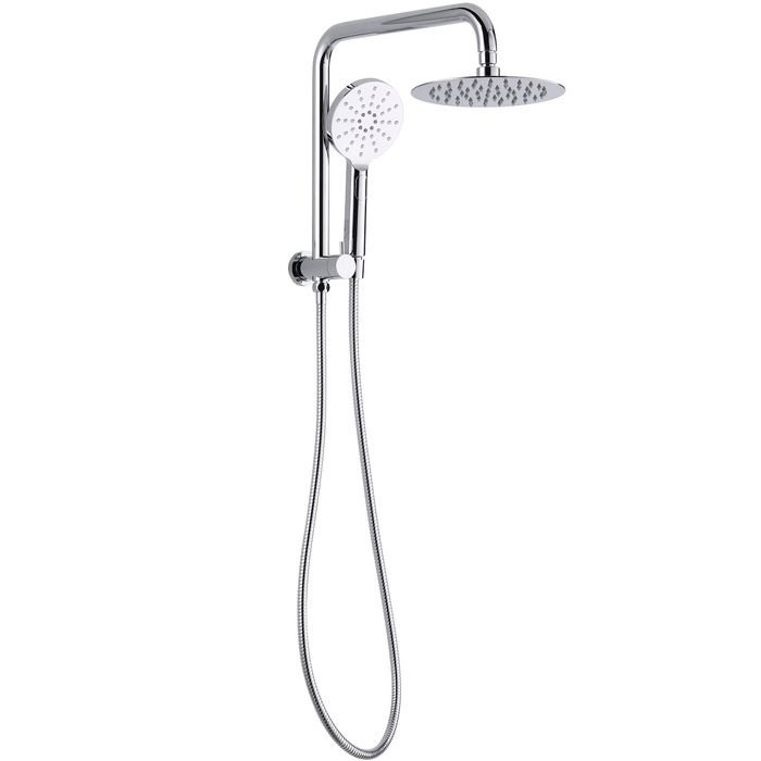 Hot Sale! PAVIA Chrome Round Twin Shower Half Rail with 200mm Top Inlet