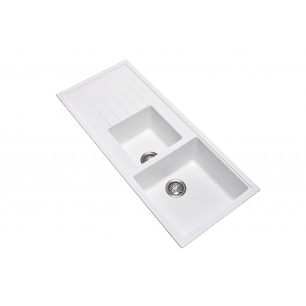 CARYSIL VIVALDI White Granite 1.5 Kitchen Sink with Drainboard - 1160x500mm, Lifetime Warranty!