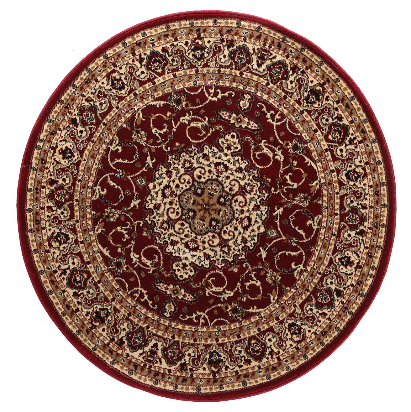 Exclusive Red Bordered Traditional Flower Rug - Washable & Durable