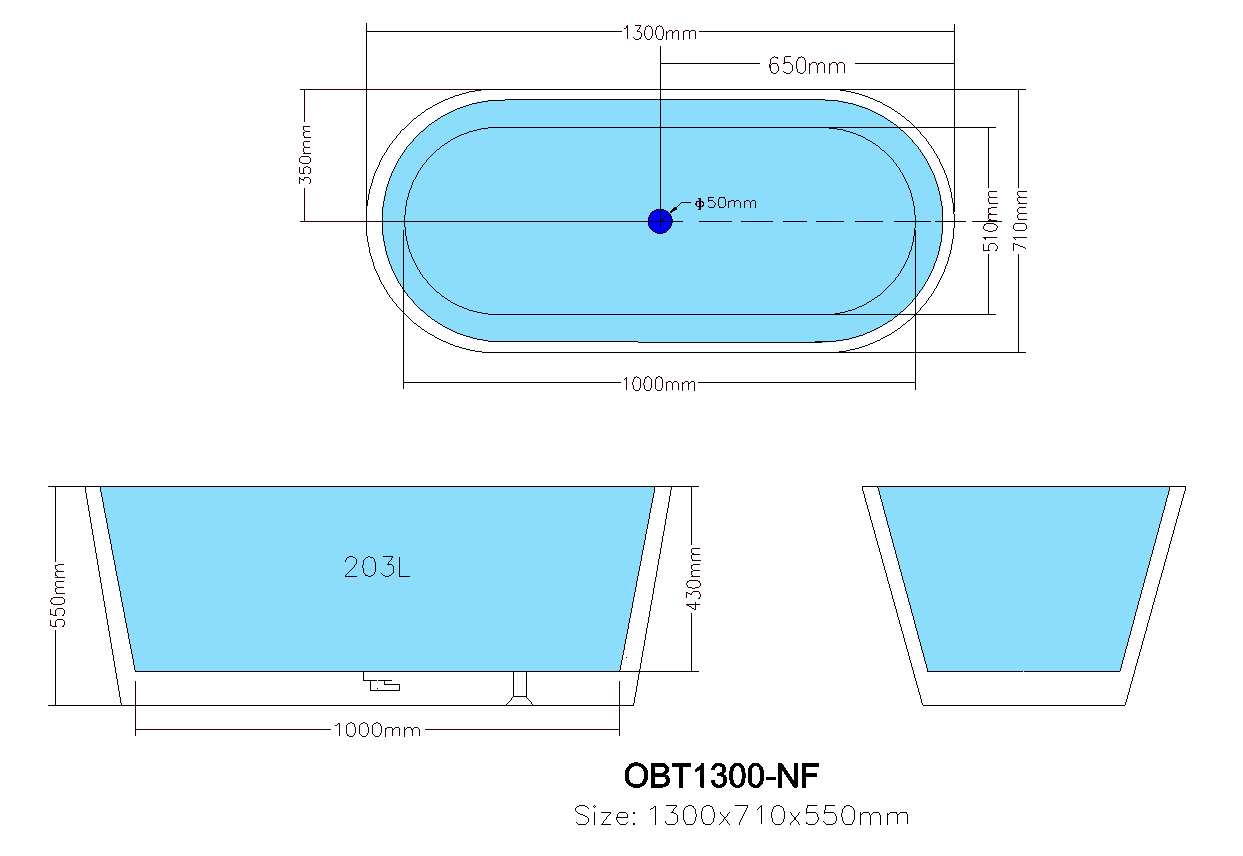 Ovia Gloss White Free Standing Bathtub (1200 - 1700mm) - Great Deal!