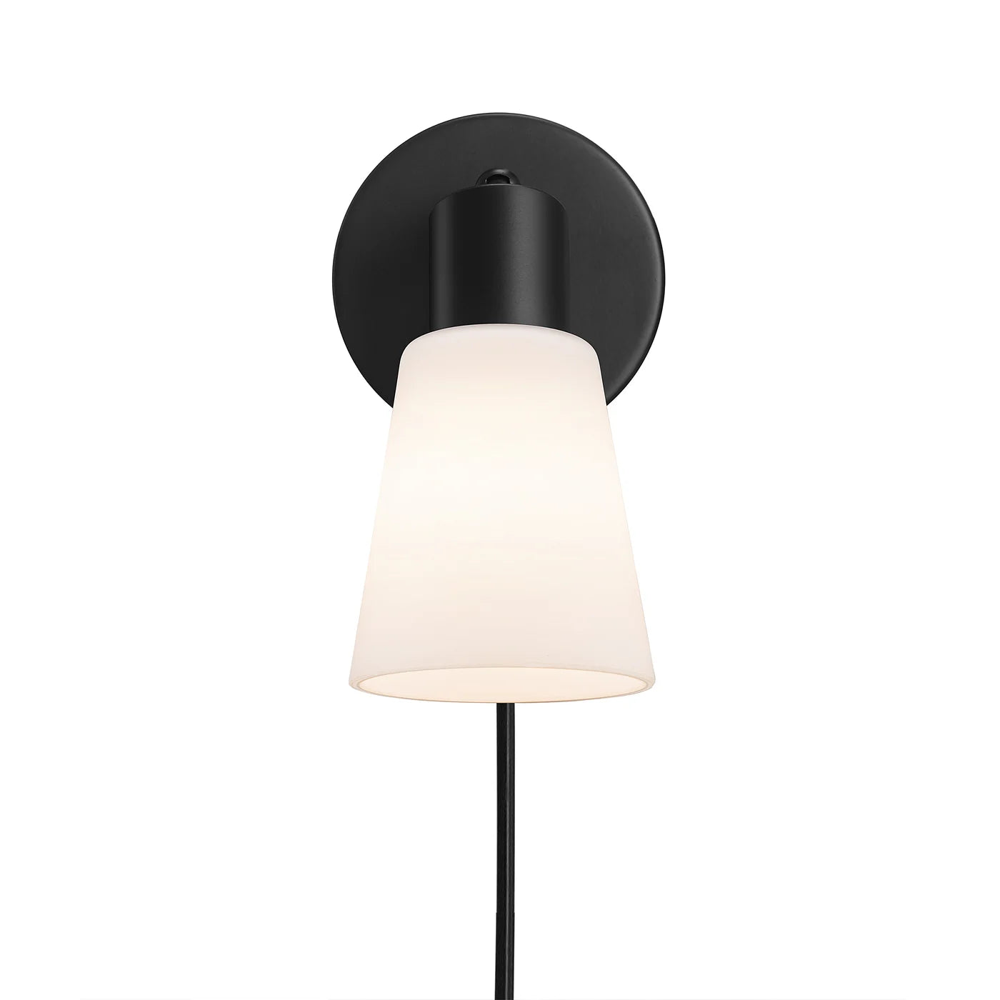 Nordlux Cole Black Wall Light with Adjustable Lamp Head and Opal Glass Shade