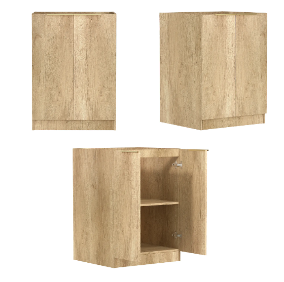 Hot Deal! Byron Mini Natural Oak Laundry Cabinet Set with Stone Top (Style A)