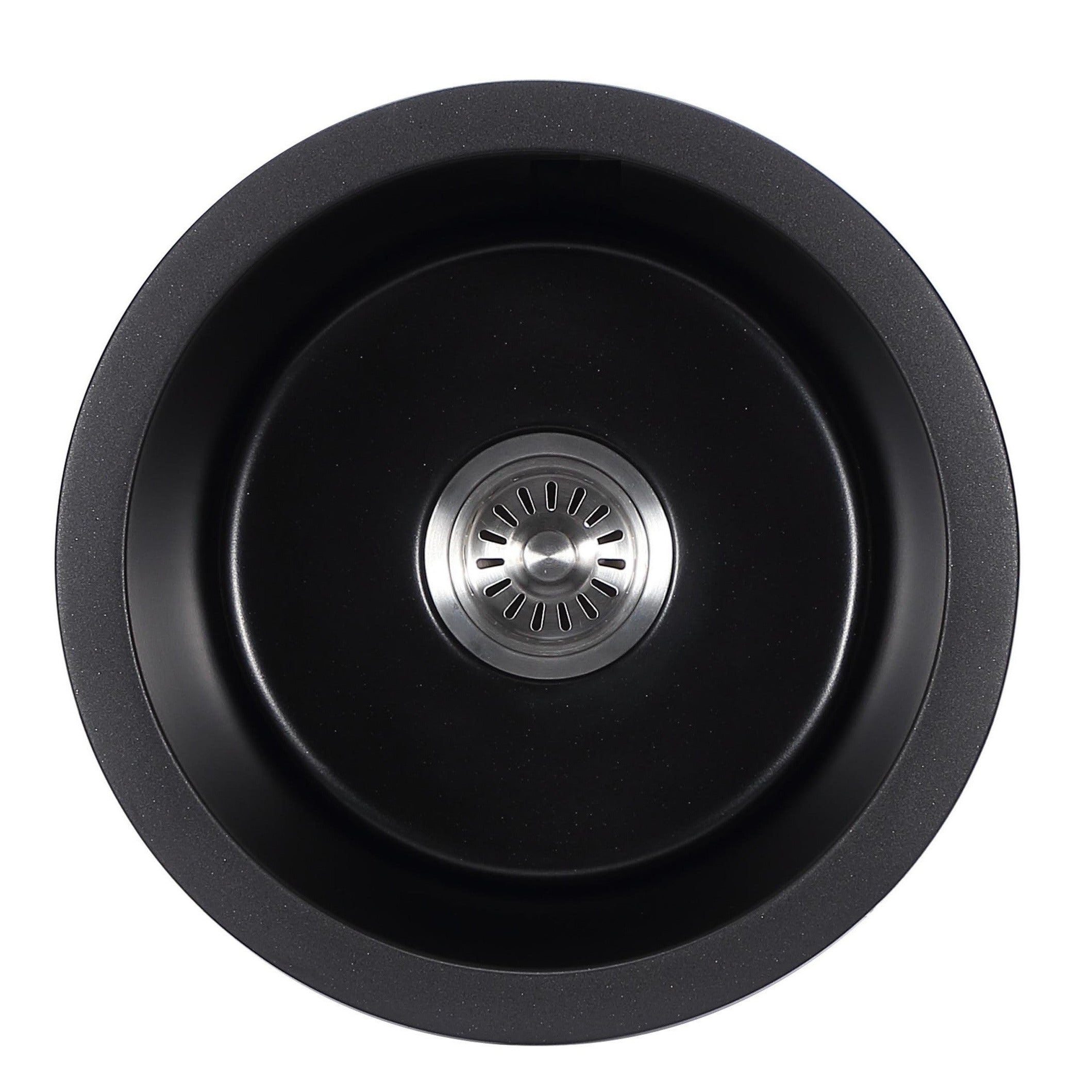 Cora Matte Black Round Granite Sink - 20-Year Warranty!