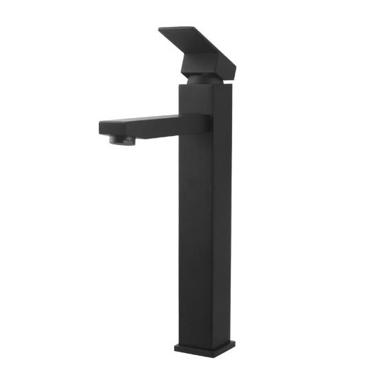 Matte Black Square Tall Bathroom Basin Mixer with Modern Design