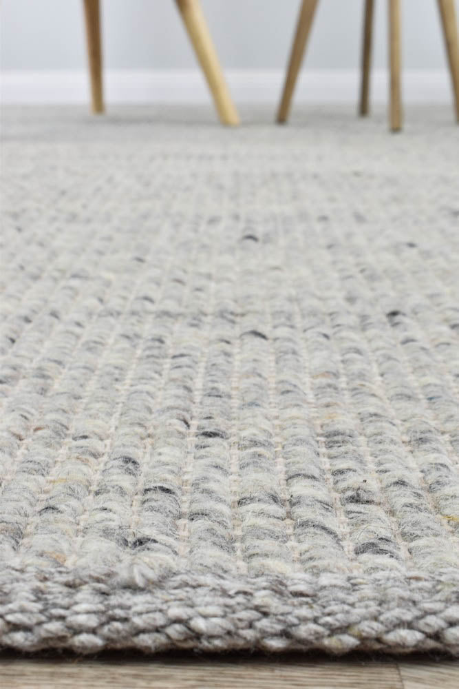 Luxurious Parko Ivory Grey Wool and Viscose Hand - Woven Rug