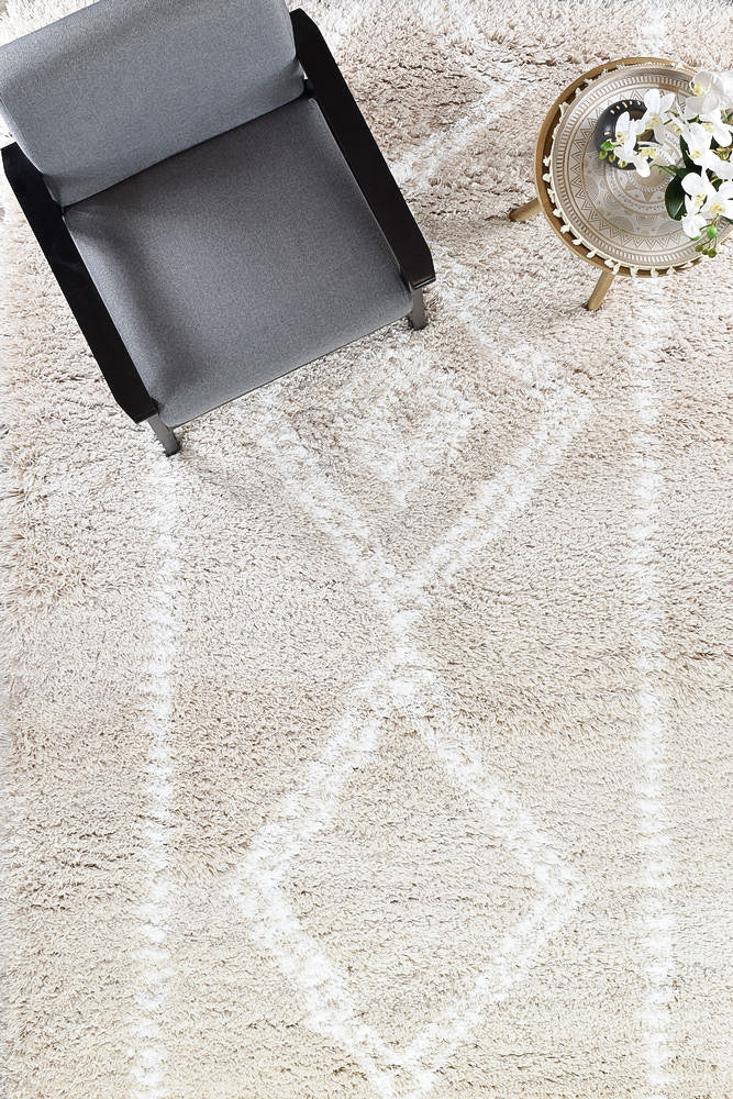Stylish Beige Cobi Rug 8745A with Soft Shaggy Pile