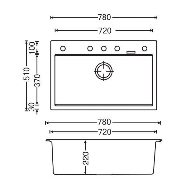 White Granite CARYSIL WALTZ Kitchen Sink - 780x510mm with Lifetime Warranty
