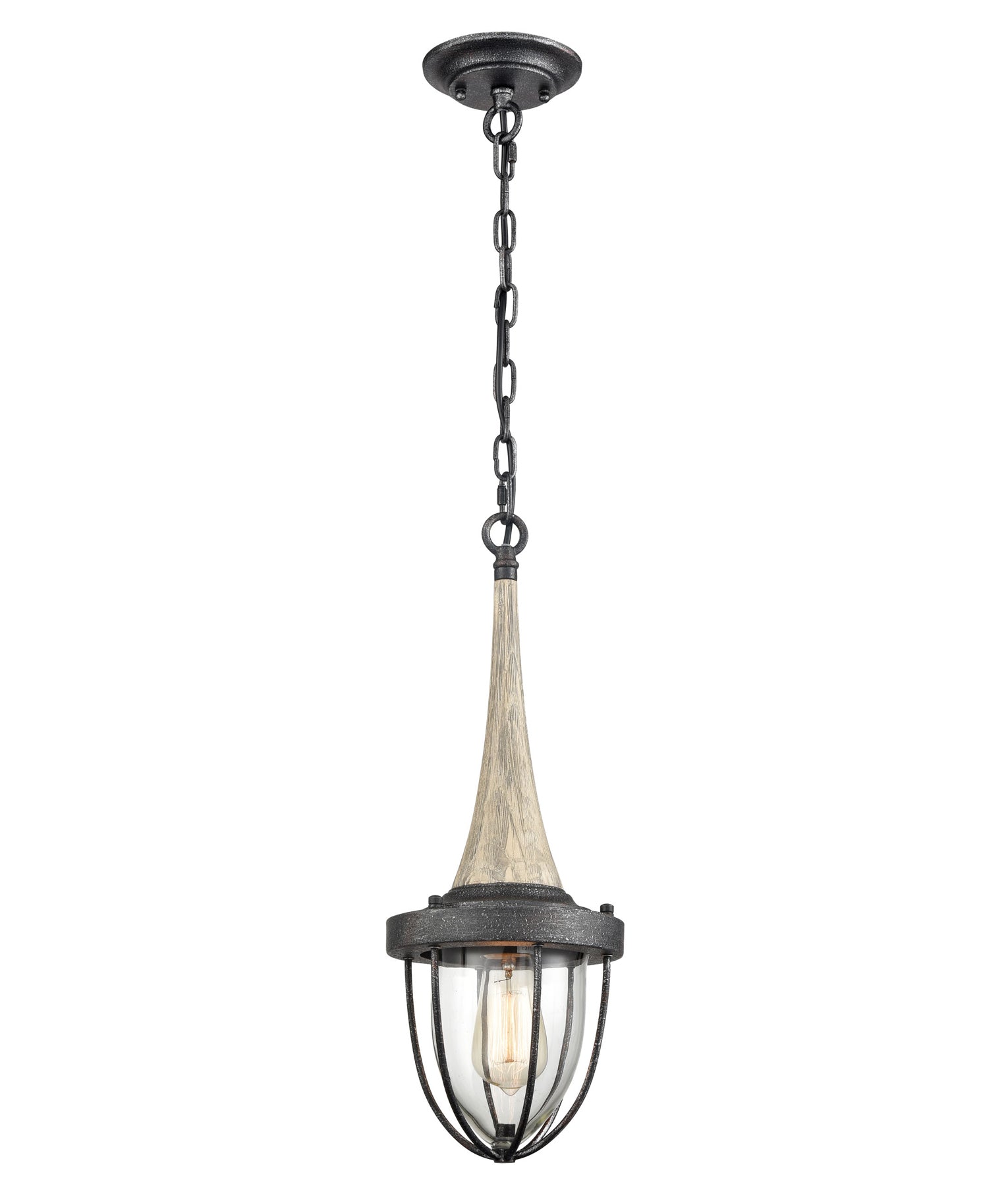 PENDOLO: Elegant Classic Replica Iron-Wood-Glass Pendant Light