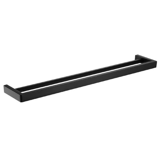 Affordable 800mm Cavallo Matte Black Double Towel Rail