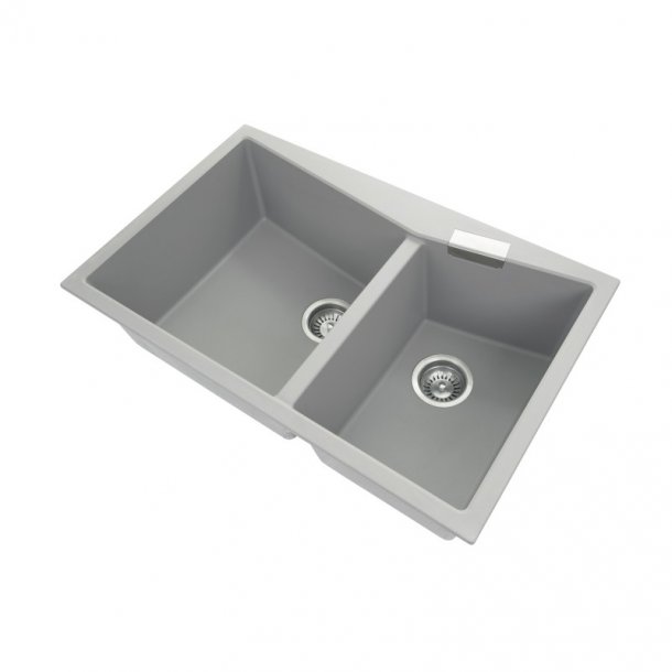 CARYSIL 800x500mm Grey Granite Double Kitchen Sink with Lifetime Warranty