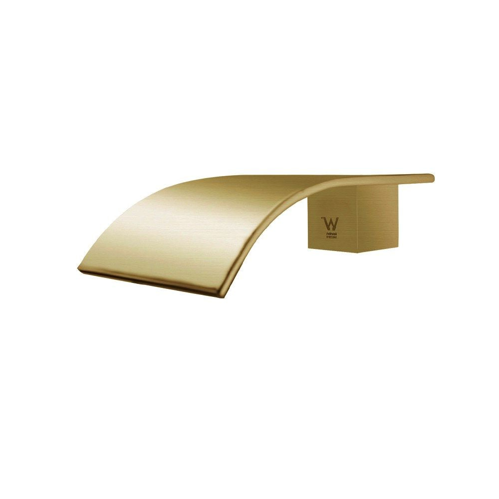 Brushed Yellow Gold Wall - Mounted Waterfall Bathtub and Basin Spout
