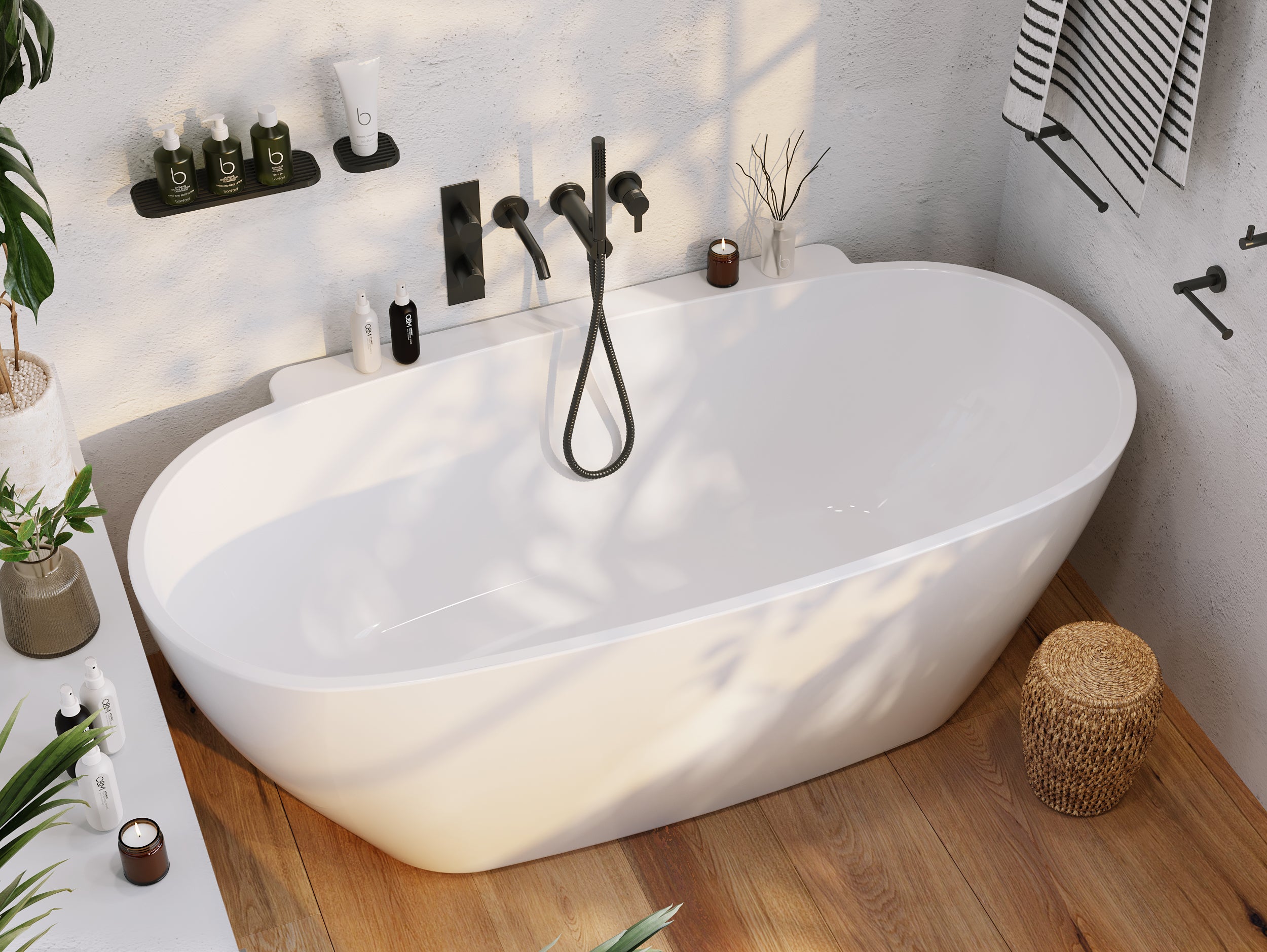 PALERMO High - Quality Freestanding Non - overflow Bathtub Available in 1650mm and 1750mm Sizes