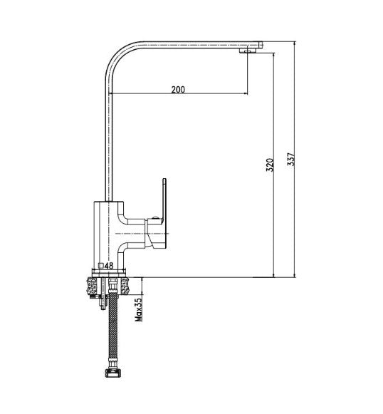Stylish Chrome Square Kitchen and Laundry Mixer Tap