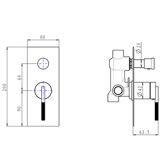 Modern Brushed Nickel Wall - Mounted Shower Mixer with Diverter