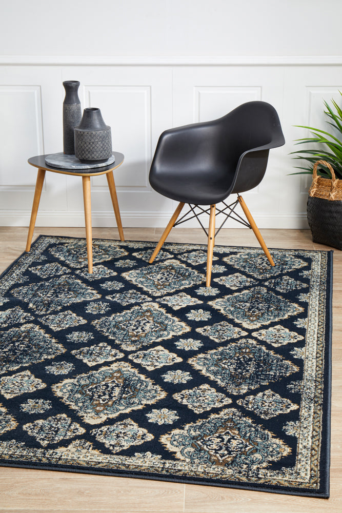 Hot! Oxford Navy Traditional Timeline Rug