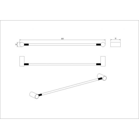 600mm Brushed Nickel CADDENCE Series Single Towel Rail - Durable and Stylish