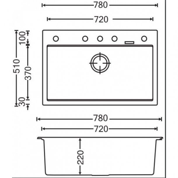 CARYSIL WALTZ 780x510mm Metallic Black Granite Kitchen Sink with Lifetime Warranty