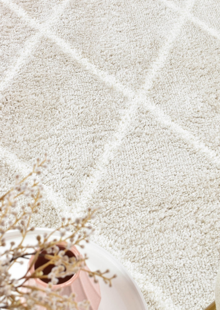 Hot Sale! Cream Beige Palermo Shaggy Machine - Made Rug 1562A for Home Decor