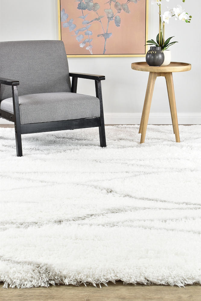 Hot Sale! Cobi White 8741A Shaggy Floor Rug for Living Room and Entrance