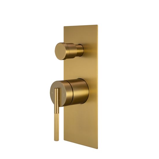 Hot Deal! CADDENCE Series Wall - Mounted Brushed Yellow Gold Bathroom Shower Mixer with Diverter