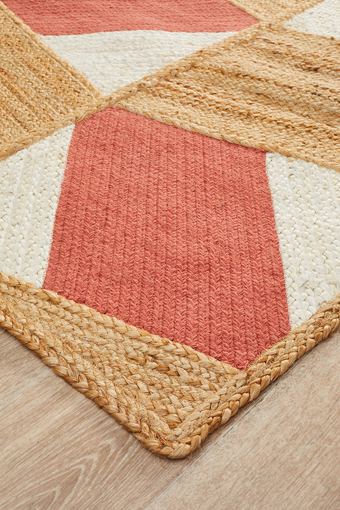 Exquisite Parade 111 Coral Jute-Cotton Handmade Rug